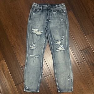 Judy Blue Distressed Black Ankle Jeans